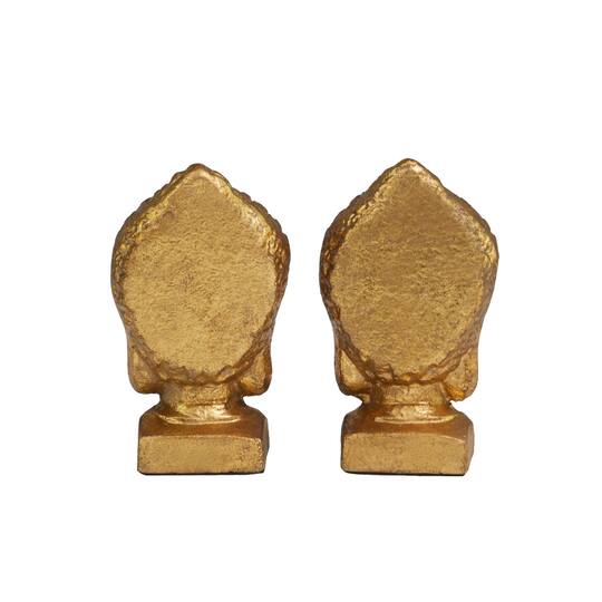 6" Gold Metal Buddha Bookends Set